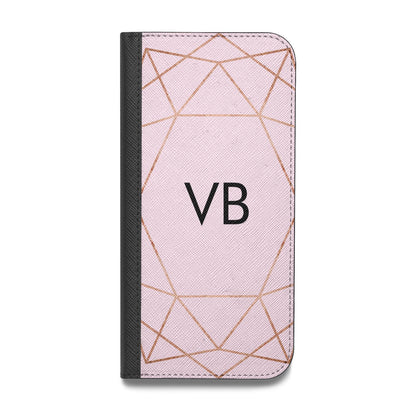 Personalised Pink Rose Gold Initials Geometric Vegan Leather Flip Samsung Case