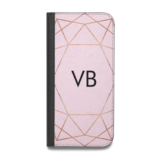 Personalised Pink Rose Gold Initials Geometric Vegan Leather Flip iPhone Case