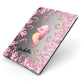 Personalised Pink Seahorse Apple iPad Case on Grey iPad Side View