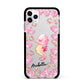 Personalised Pink Seahorse Apple iPhone 11 Pro Max in Silver with Black Impact Case