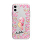 Personalised Pink Seahorse Apple iPhone 11 in White with Bumper Case