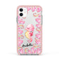 Personalised Pink Seahorse Apple iPhone 11 in White with Pink Impact Case