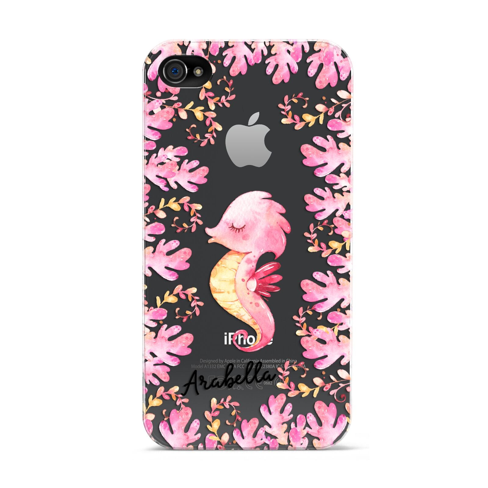 Personalised Pink Seahorse Apple iPhone 4s Case