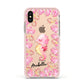 Personalised Pink Seahorse Apple iPhone Xs Impact Case Pink Edge on Gold Phone