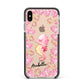 Personalised Pink Seahorse Apple iPhone Xs Max Impact Case Black Edge on Gold Phone