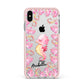Personalised Pink Seahorse Apple iPhone Xs Max Impact Case Pink Edge on Silver Phone