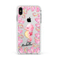 Personalised Pink Seahorse Apple iPhone Xs Max Impact Case White Edge on Silver Phone