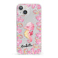 Personalised Pink Seahorse iPhone 13 Clear Bumper Case