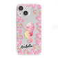 Personalised Pink Seahorse iPhone 13 Mini Clear Bumper Case