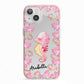 Personalised Pink Seahorse iPhone 13 TPU Impact Case with Pink Edges