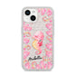 Personalised Pink Seahorse iPhone 14 Glitter Tough Case Starlight