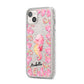 Personalised Pink Seahorse iPhone 14 Plus Glitter Tough Case Starlight Angled Image
