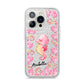 Personalised Pink Seahorse iPhone 14 Pro Glitter Tough Case Silver