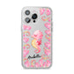 Personalised Pink Seahorse iPhone 14 Pro Max Clear Tough Case Silver