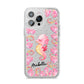 Personalised Pink Seahorse iPhone 14 Pro Max Glitter Tough Case Silver