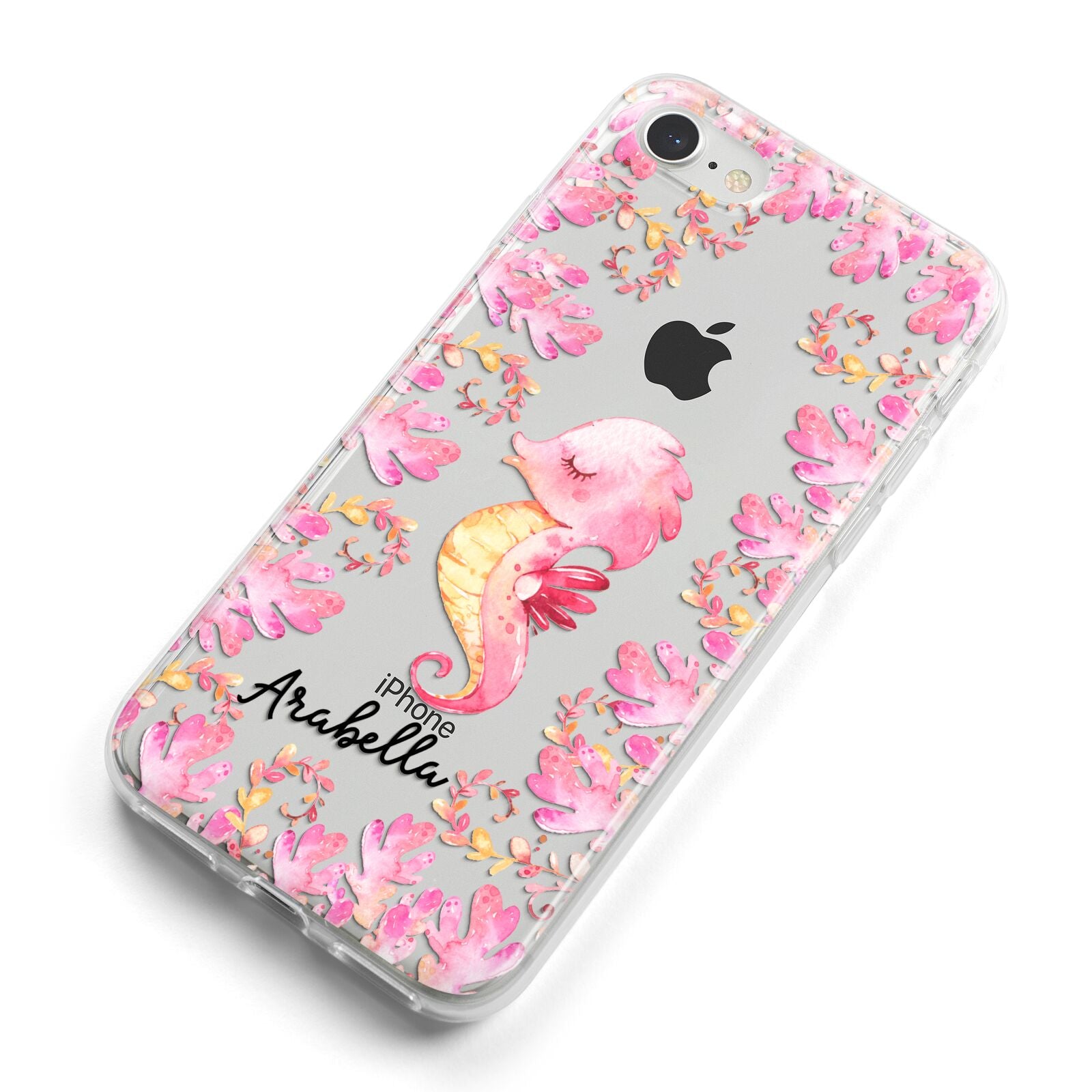 Personalised Pink Seahorse iPhone 8 Bumper Case on Silver iPhone Alternative Image