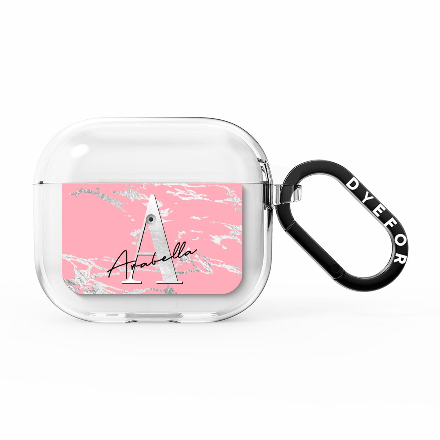 Personalised Pink Silver AirPods Clear Case 3rd Gen