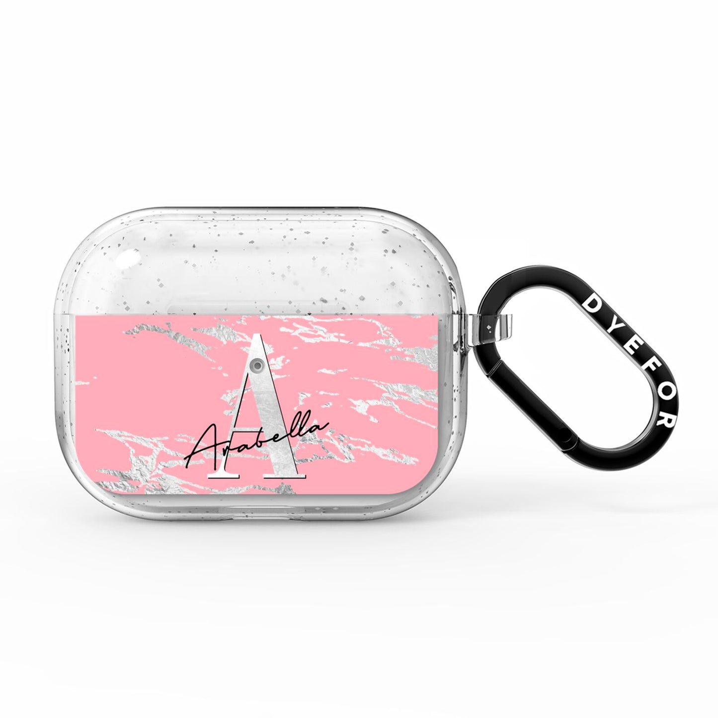 Personalised Pink Silver AirPods Pro Glitter Case