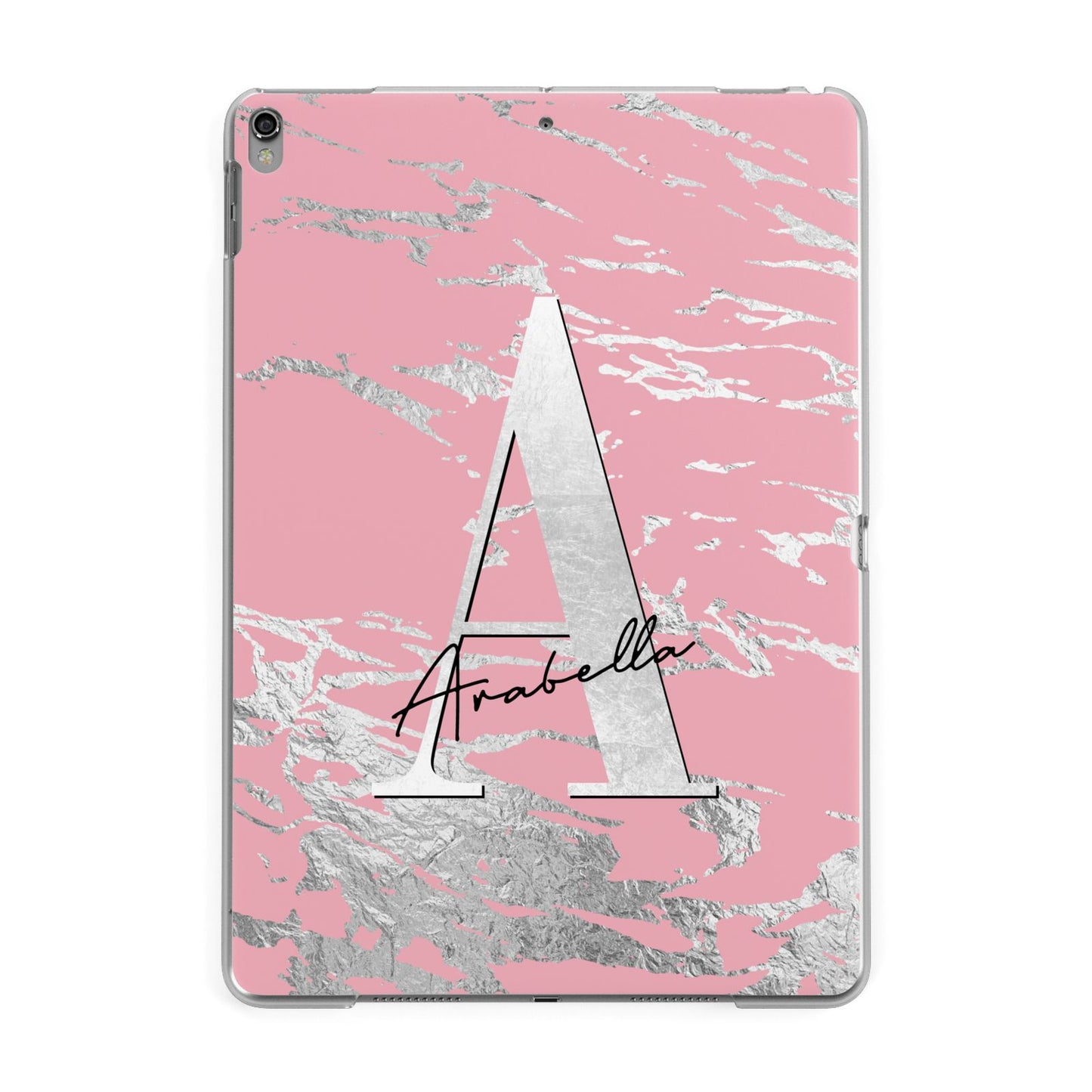 Personalised Pink Silver Apple iPad Grey Case
