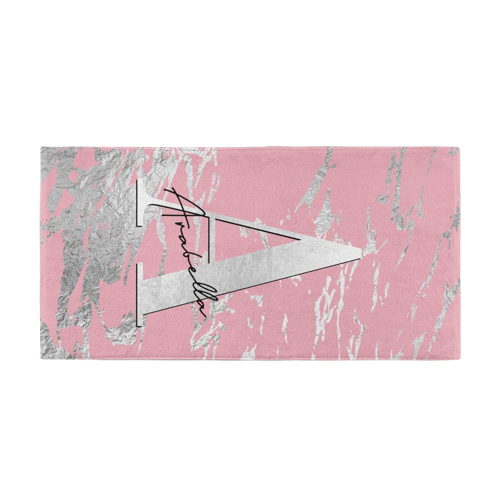 Personalised Pink Silver Beach Towel Alternative Image