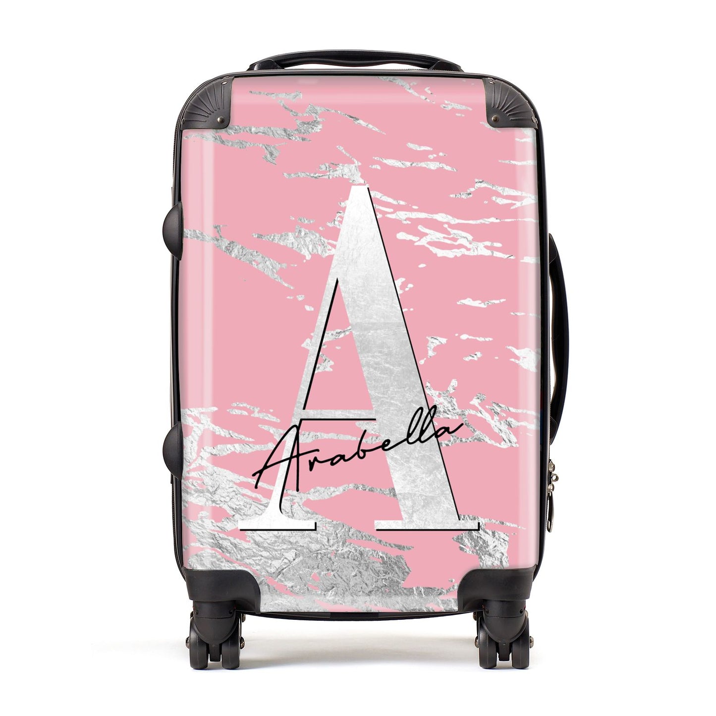 Personalised Pink Silver Suitcase