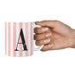 Personalised Pink Striped Initial 10oz Mug Alternative Image 4