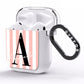 Personalised Pink Striped Initial AirPods Clear Case Side Image