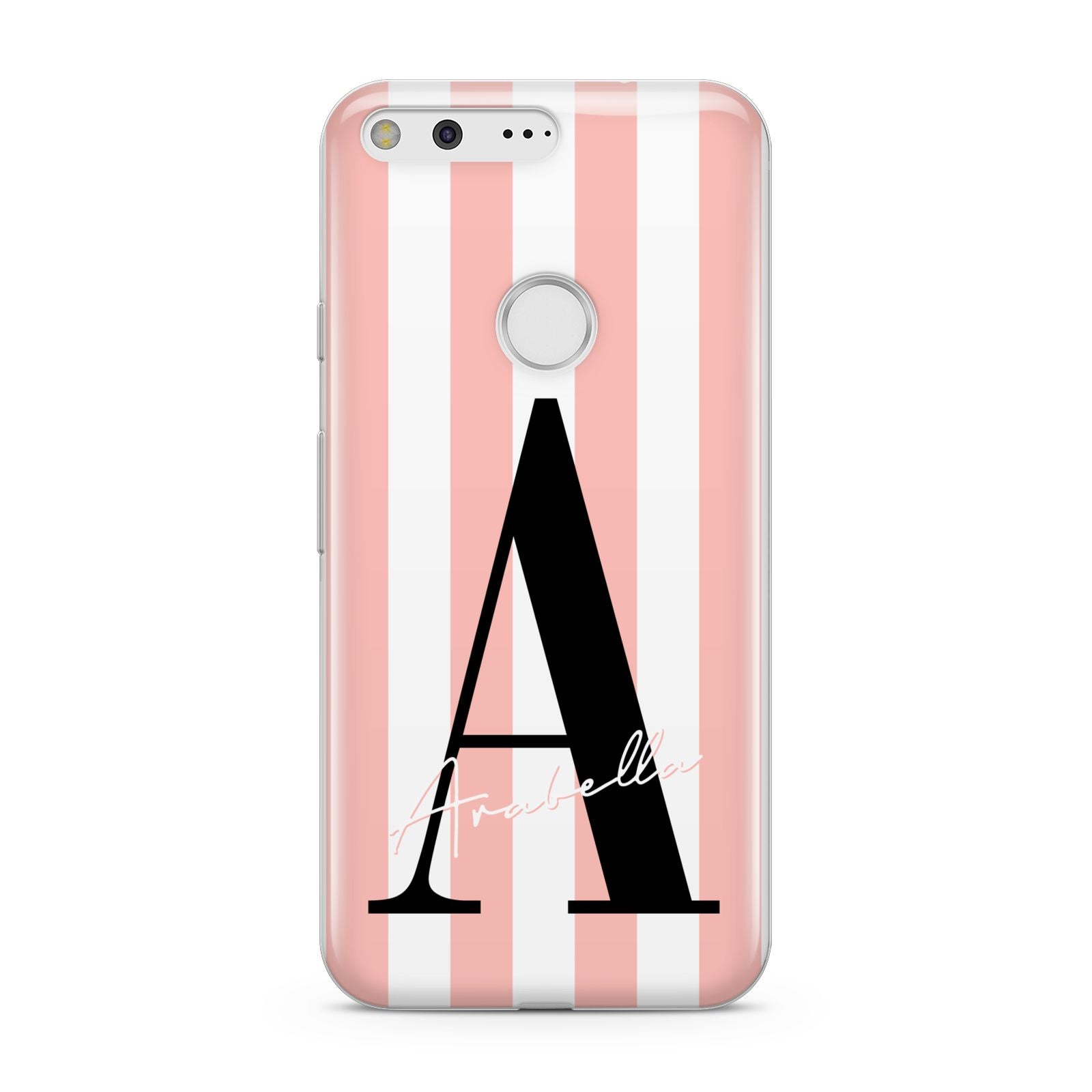 Personalised Pink Striped Initial Google Pixel Case