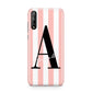 Personalised Pink Striped Initial Huawei Enjoy 10s Phone Case
