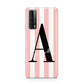 Personalised Pink Striped Initial Huawei P Smart 2021