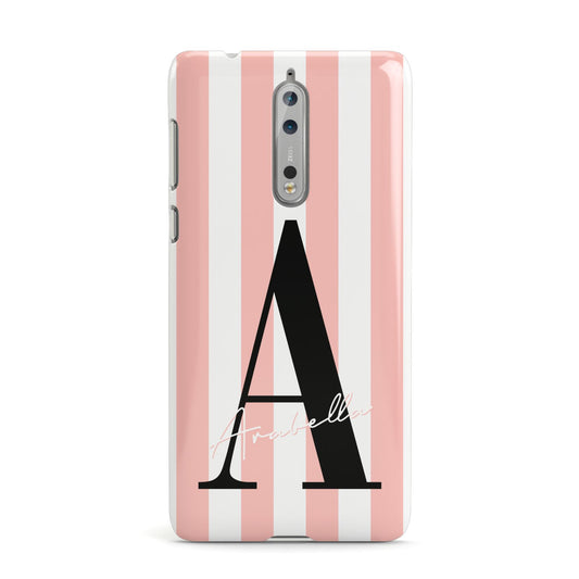 Personalised Pink Striped Initial Nokia Case
