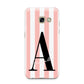 Personalised Pink Striped Initial Samsung Galaxy A3 2017 Case on gold phone