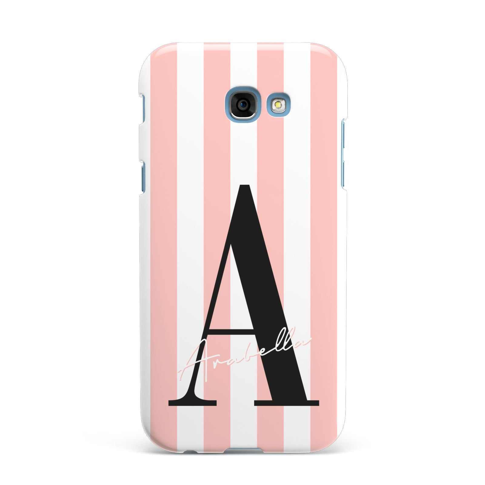 Personalised Pink Striped Initial Samsung Galaxy A7 2017 Case