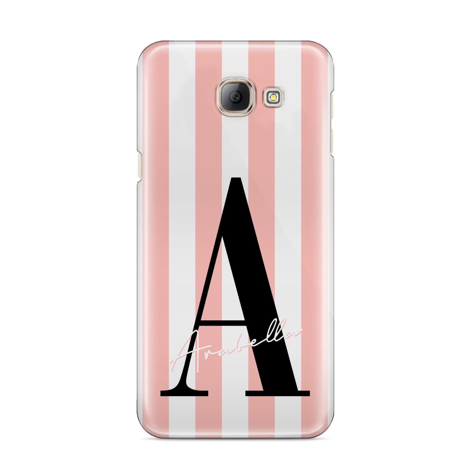 Personalised Pink Striped Initial Samsung Galaxy A8 2016 Case