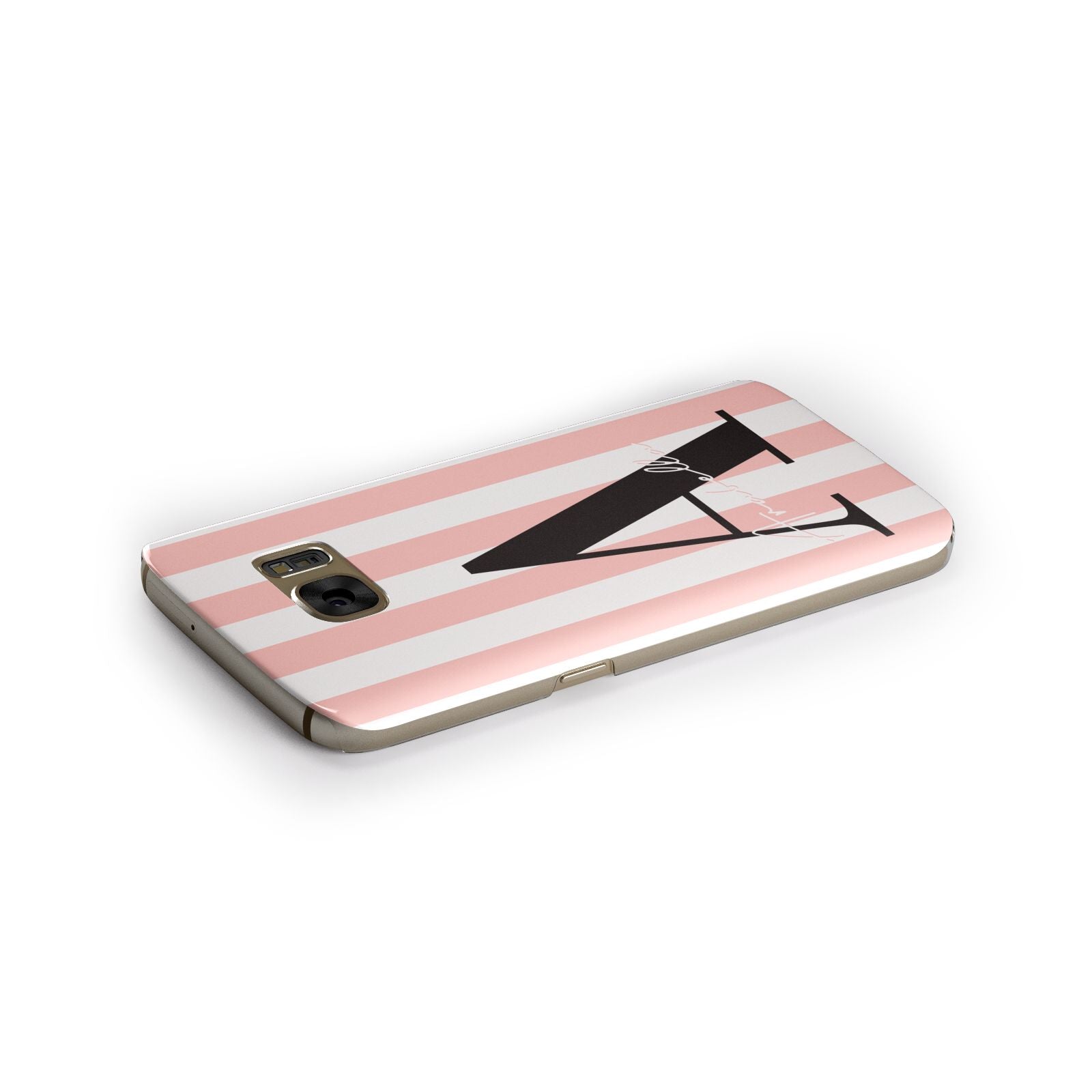 Personalised Pink Striped Initial Samsung Galaxy Case Side Close Up