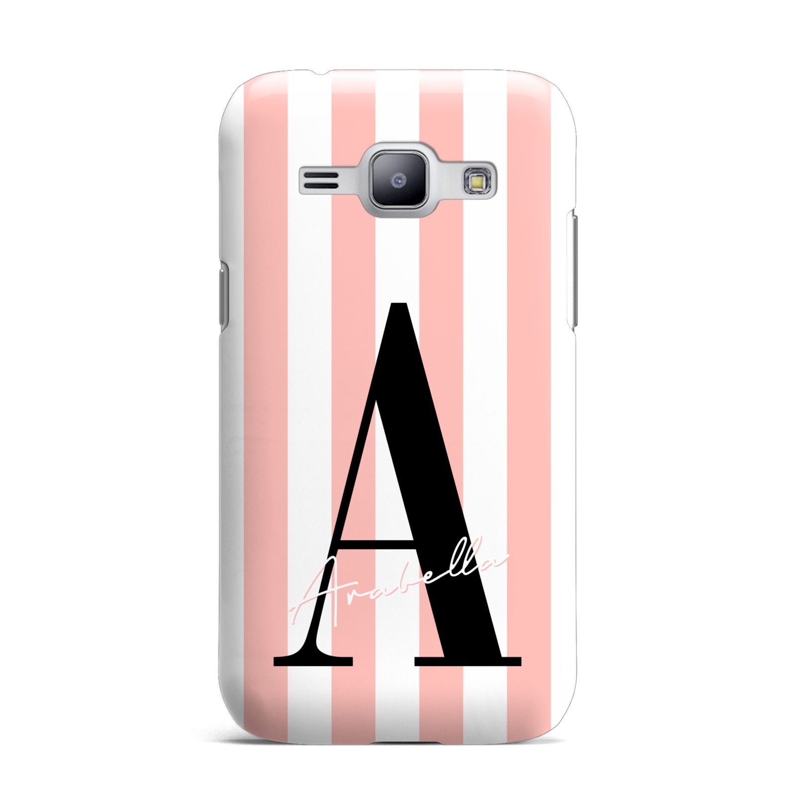 Personalised Pink Striped Initial Samsung Galaxy J1 2015 Case