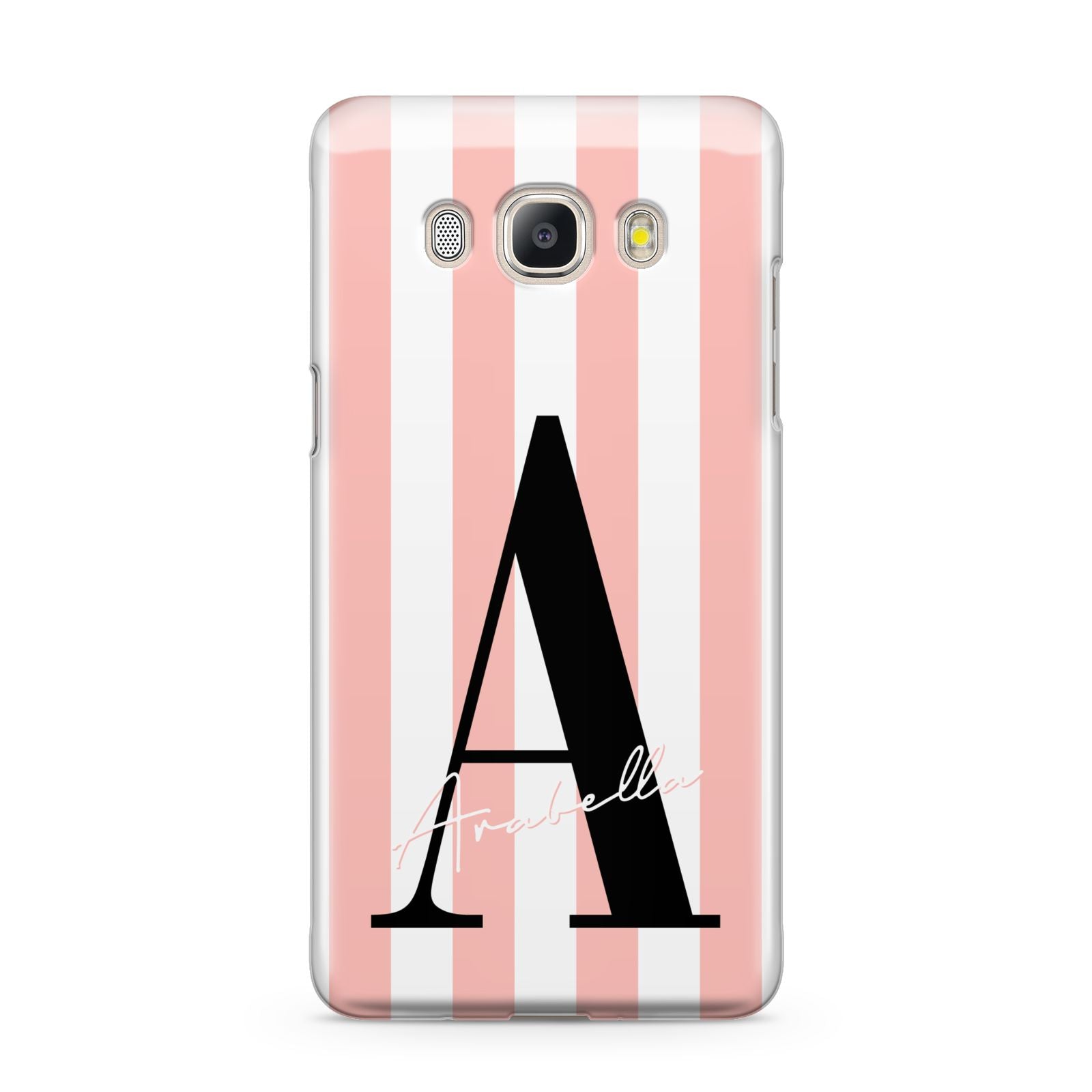 Personalised Pink Striped Initial Samsung Galaxy J5 2016 Case