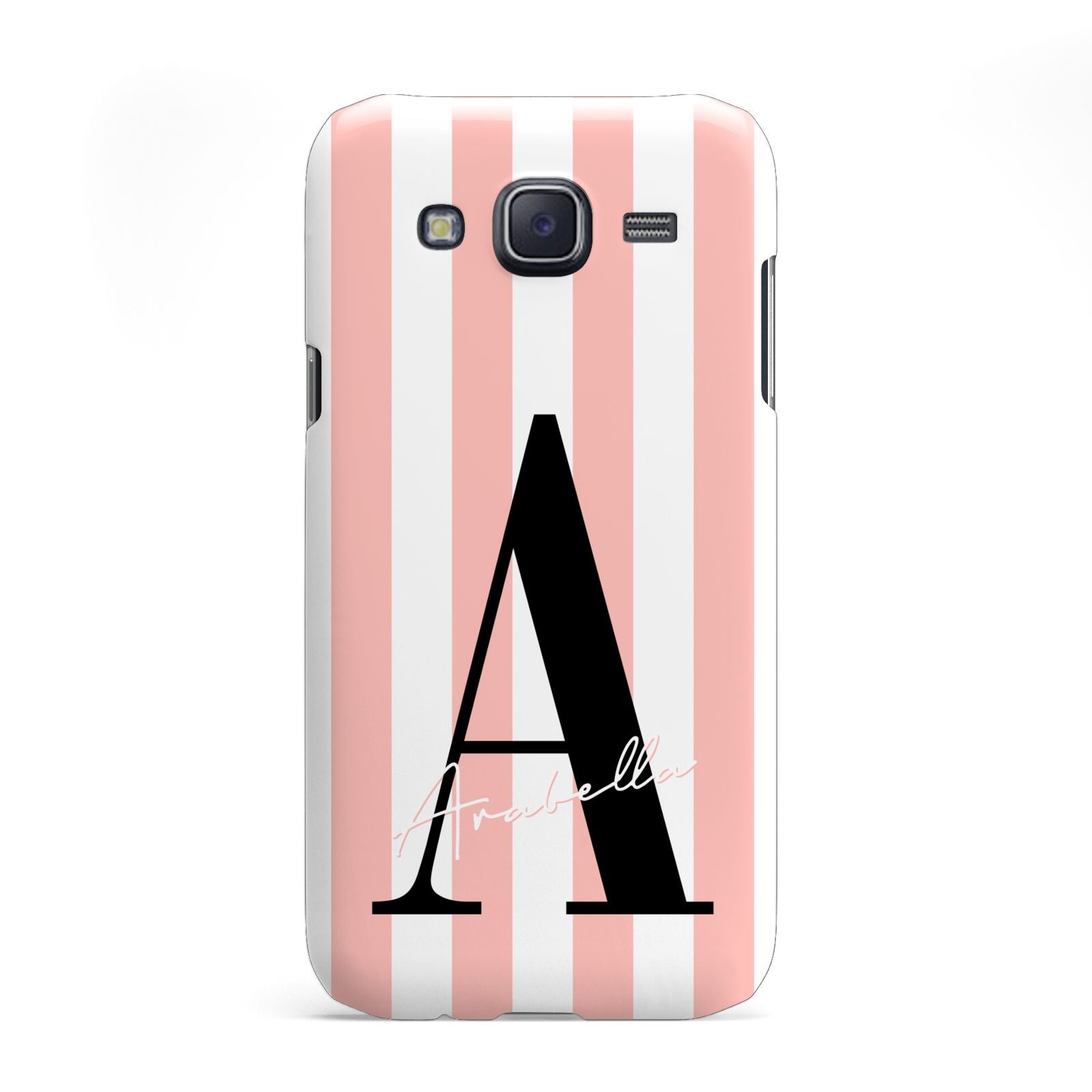 Personalised Pink Striped Initial Samsung Galaxy J5 Case