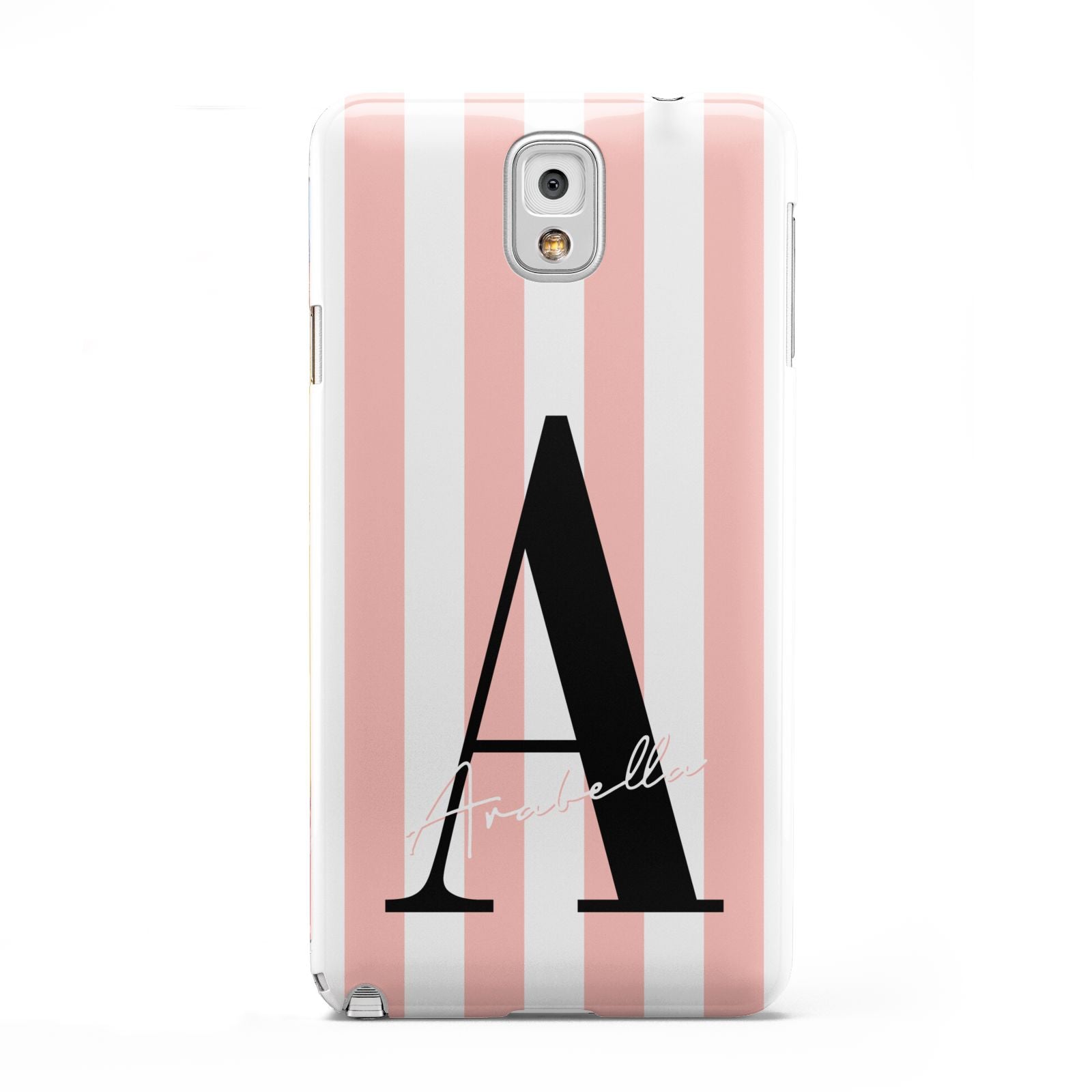 Personalised Pink Striped Initial Samsung Galaxy Note 3 Case
