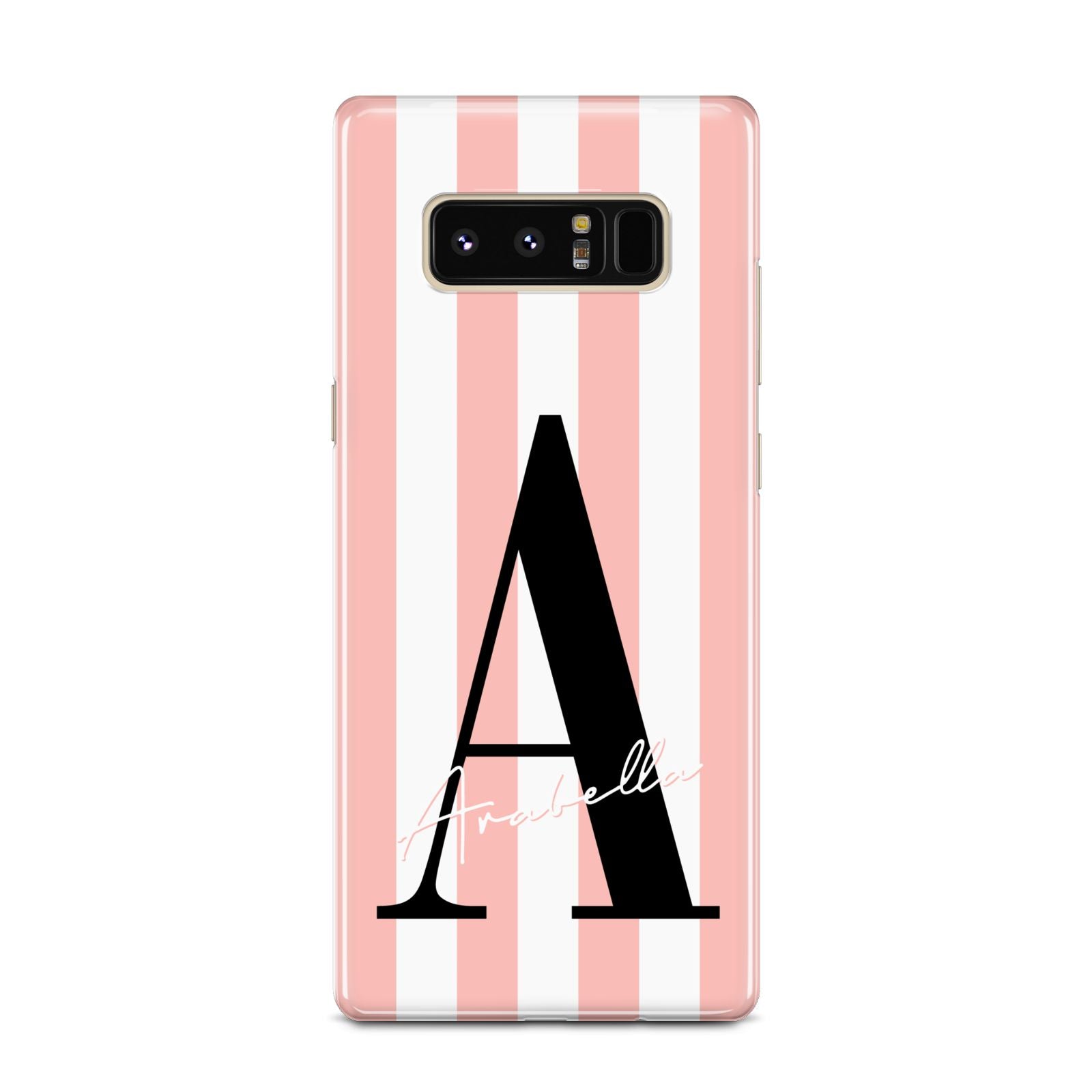 Personalised Pink Striped Initial Samsung Galaxy Note 8 Case