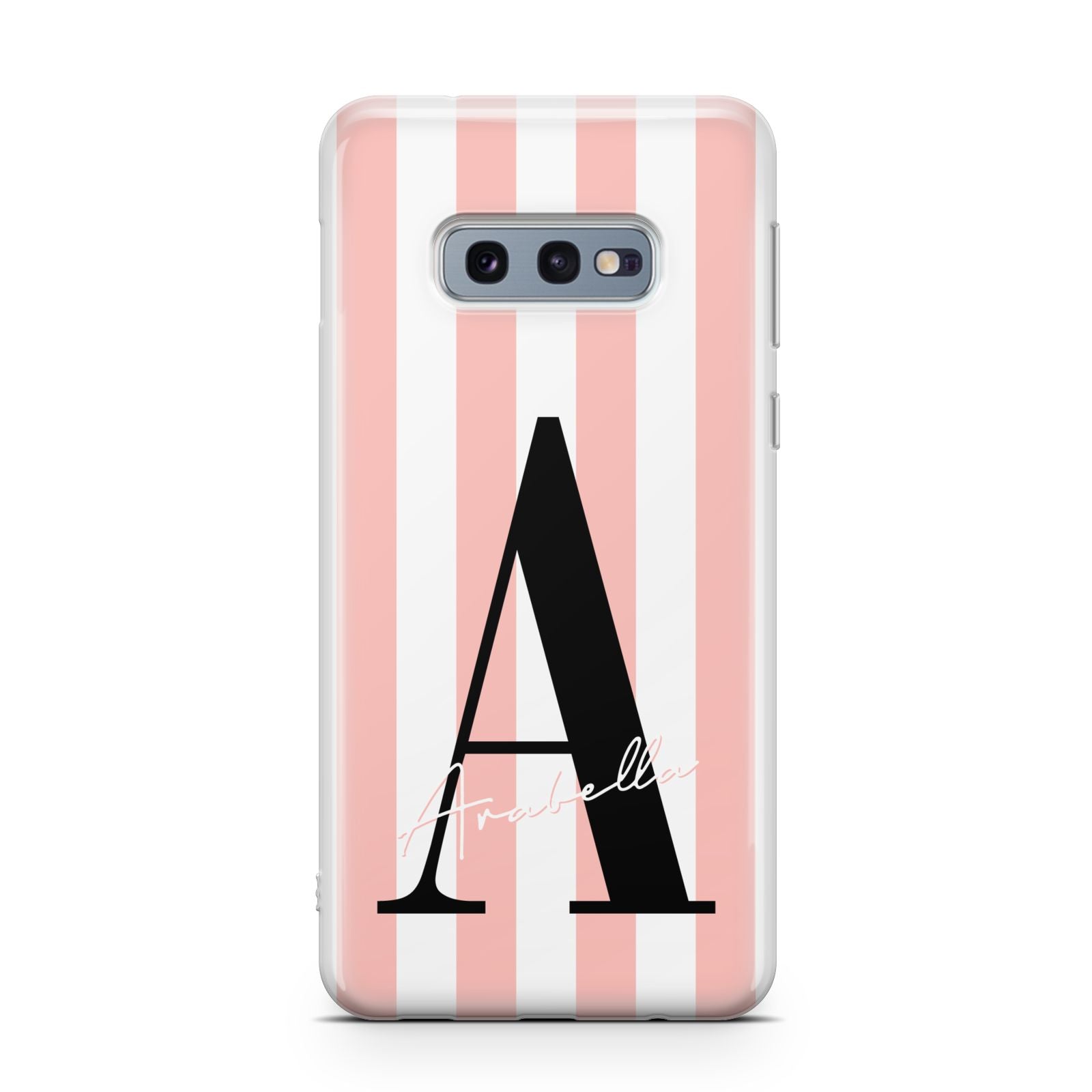 Personalised Pink Striped Initial Samsung Galaxy S10E Case