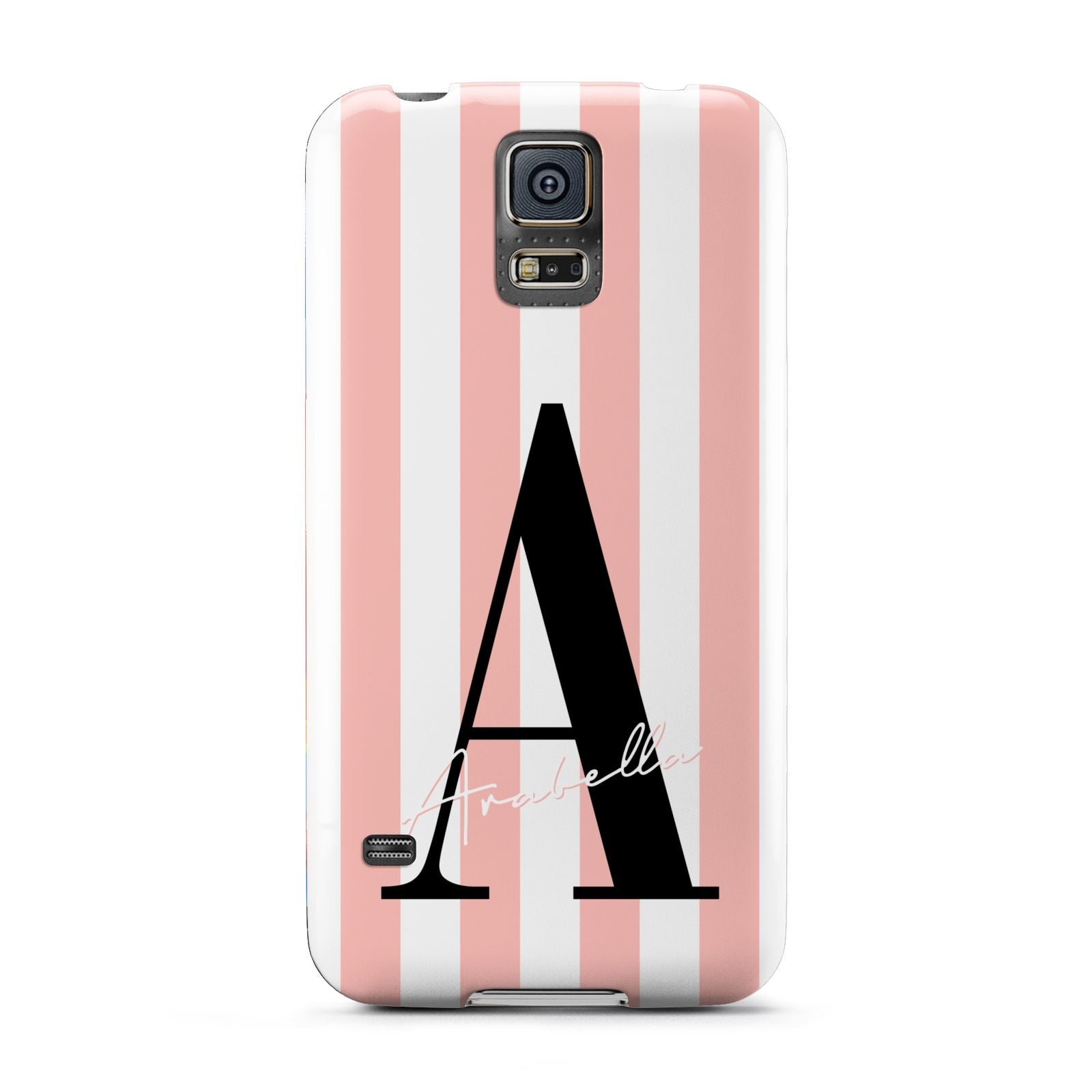Personalised Pink Striped Initial Samsung Galaxy S5 Case