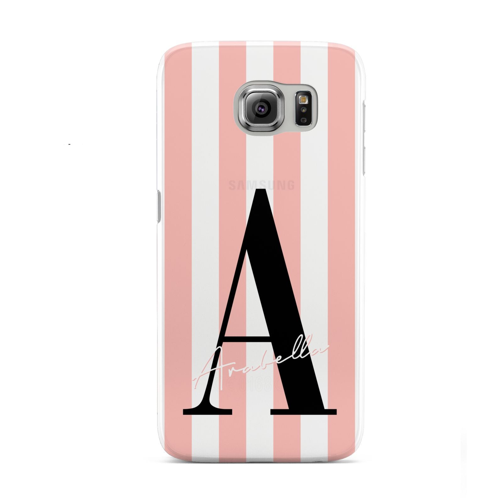 Personalised Pink Striped Initial Samsung Galaxy S6 Case