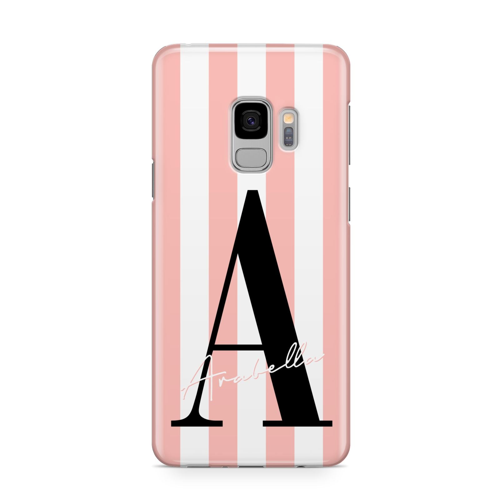 Personalised Pink Striped Initial Samsung Galaxy S9 Case