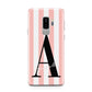 Personalised Pink Striped Initial Samsung Galaxy S9 Plus Case on Silver phone