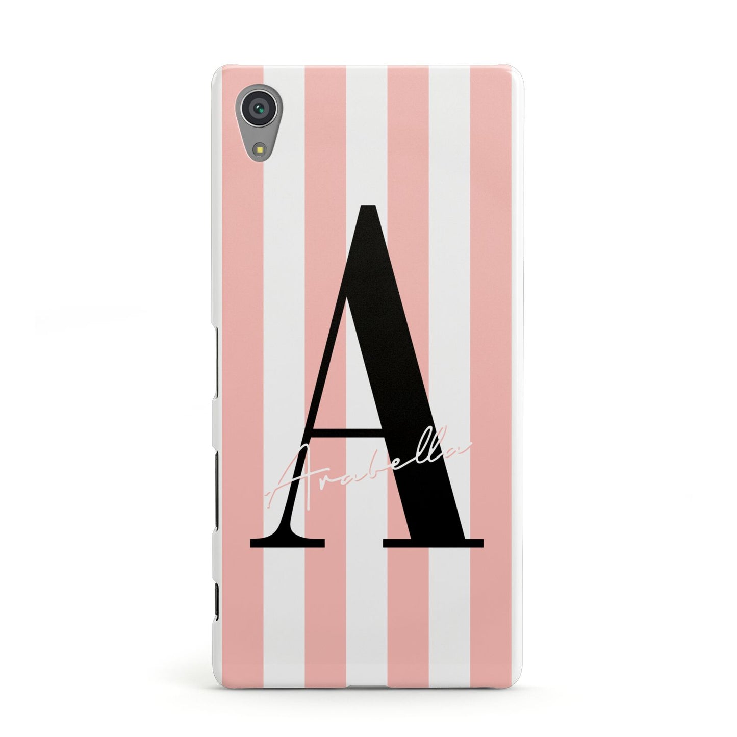 Personalised Pink Striped Initial Sony Xperia Case