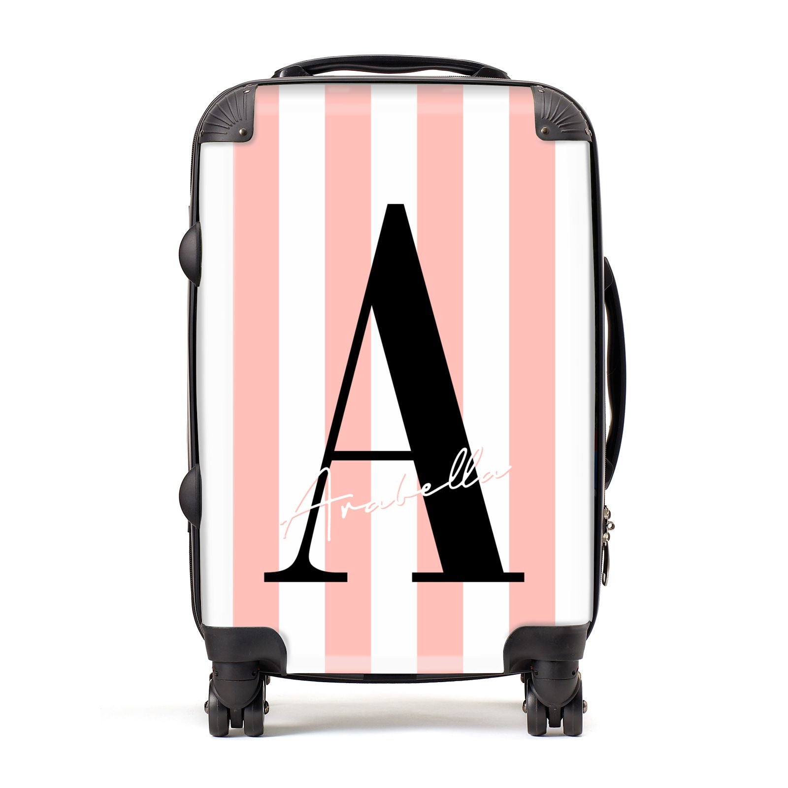 Personalised Pink Striped Initial Suitcase