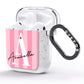 Personalised Pink Stripes Initial AirPods Glitter Case Side Image