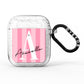 Personalised Pink Stripes Initial AirPods Glitter Case