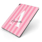 Personalised Pink Stripes Initial Apple iPad Case on Grey iPad Side View